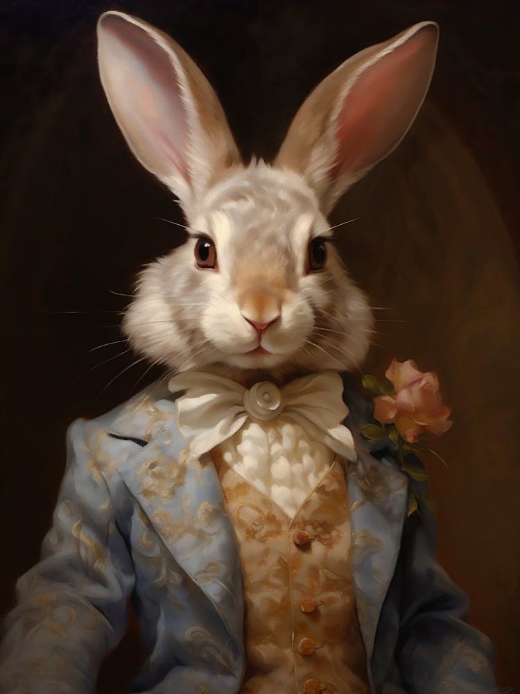 Victorian Animal Portrait Dressed Animal Prints Royal Rabbit Poster Altered Renaissance Animal Portrait Farmhouse Decor Gigapixel