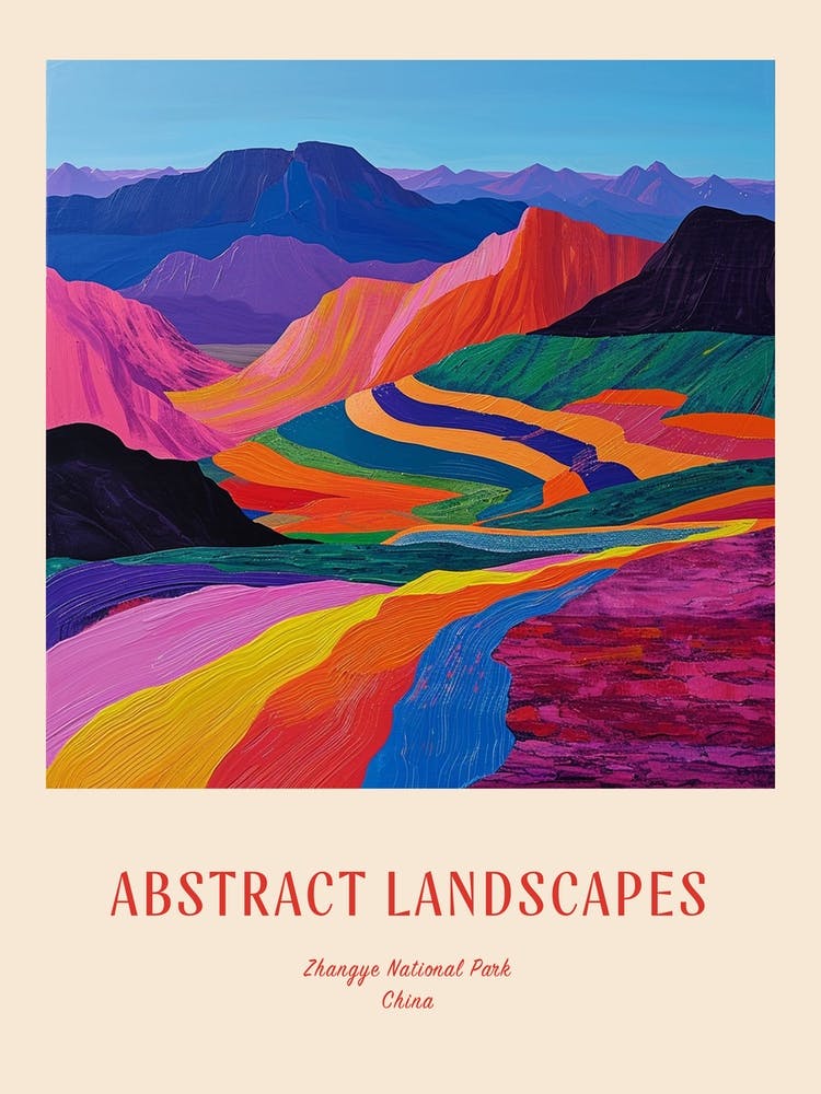 Colourful Abstract Zhangye National Park China 3 Poster