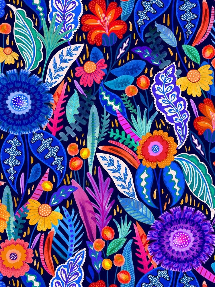 Fleur Néon - Marine