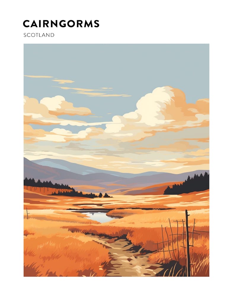 Cairngorms National Park Scotland 3 Hiking Trail Landscape Poster