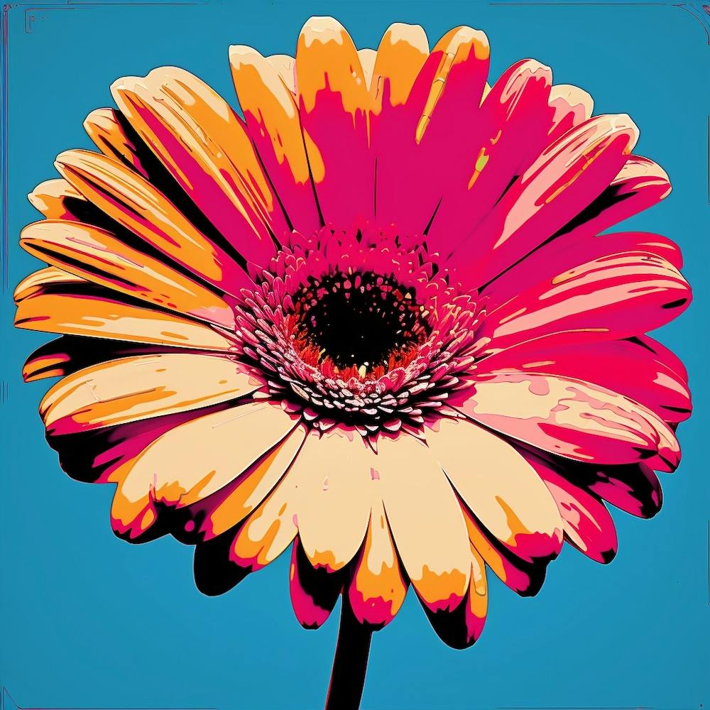 Andy Warhol Style Pop Art Flowers Gerbera Daisy 4 Square