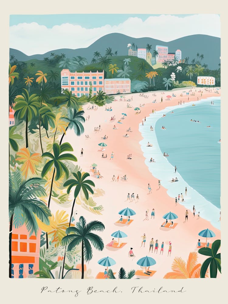 Poster Of Patong Beach, Phuket, Thailand, Matisse And Rousseau Style 2