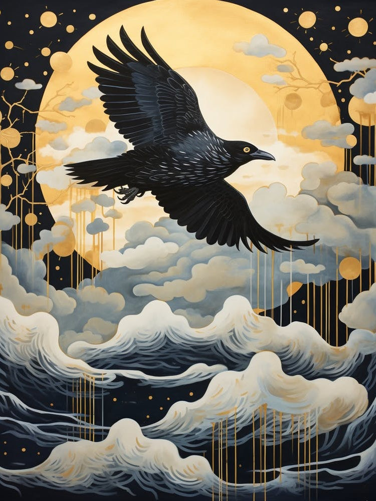 Raven 1 Gold Detail Painting