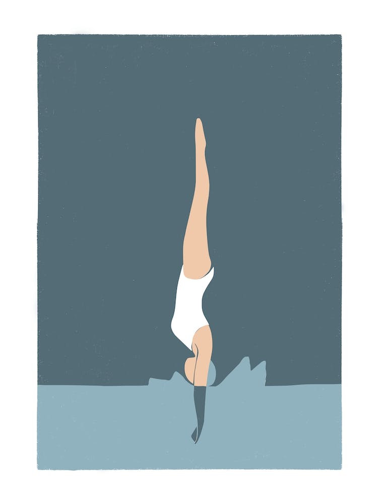 Art Deco Style woman about to dive into swimming pool