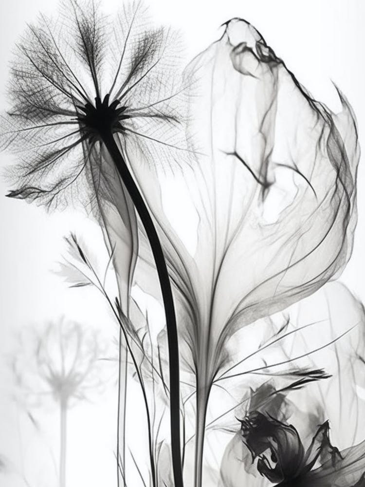 Black White Image Dandelion