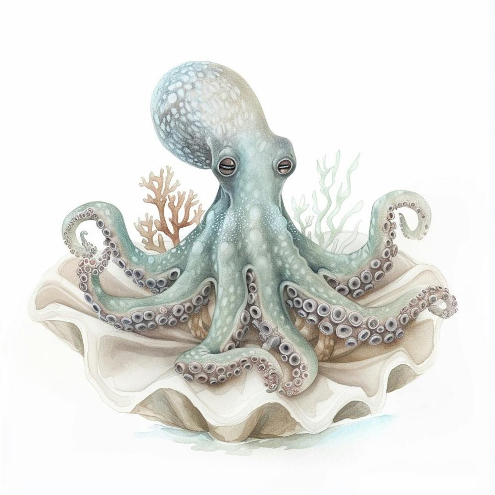 Storybook Style Octopus Resting In The Sand