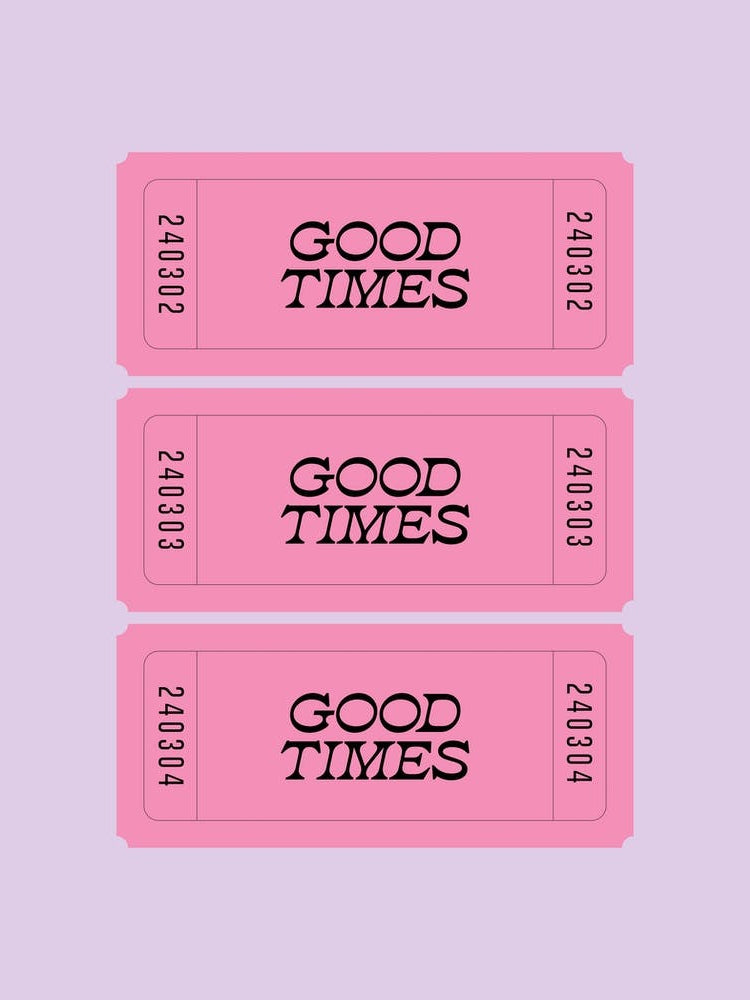 Lilac And Pink Good Times Retro Ticket