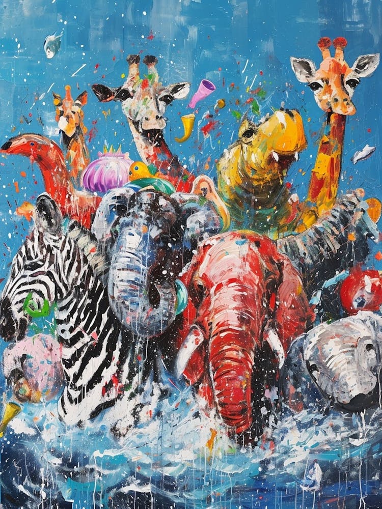 Safari Animals Kitsch Painting 2