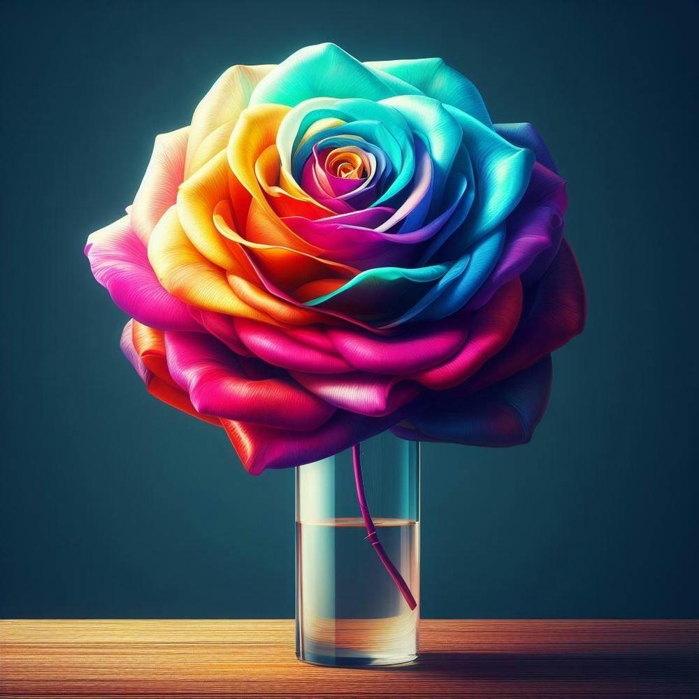Single Multi colored roses