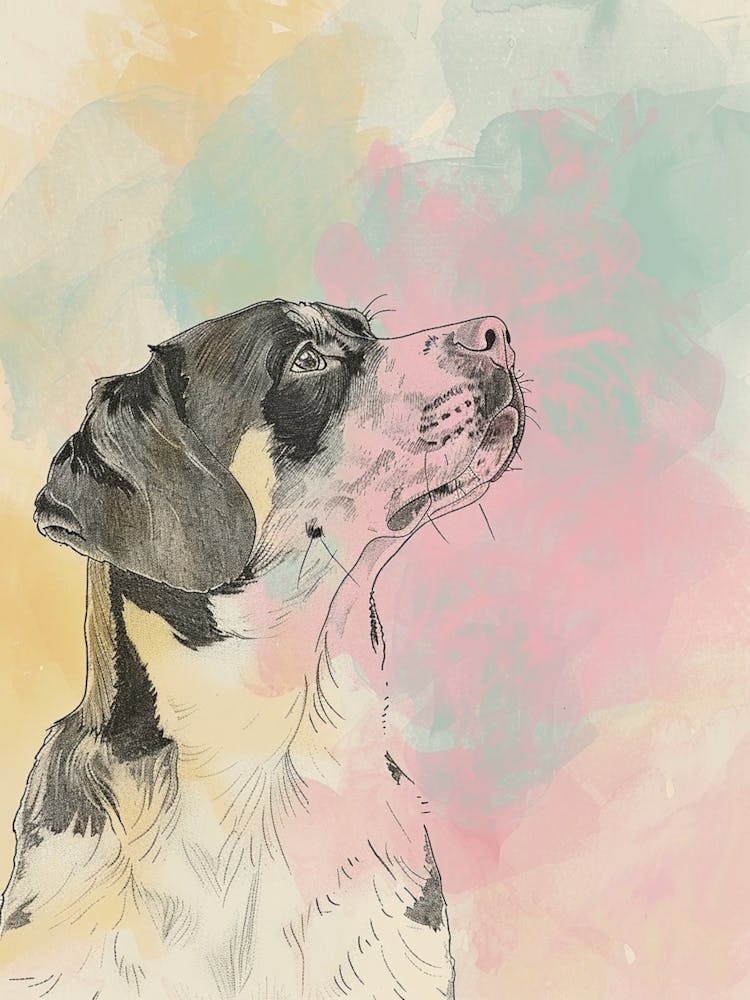 Pastell Entlebucher Sennenhund Strichillustration 1