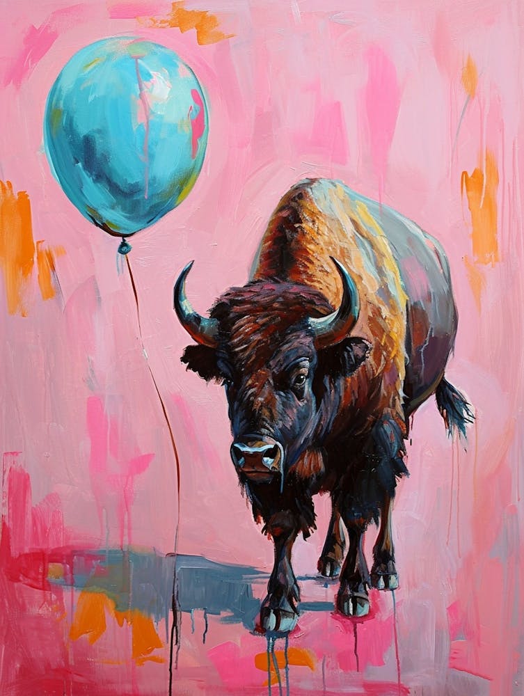 Cute Bison 1 With Balloon