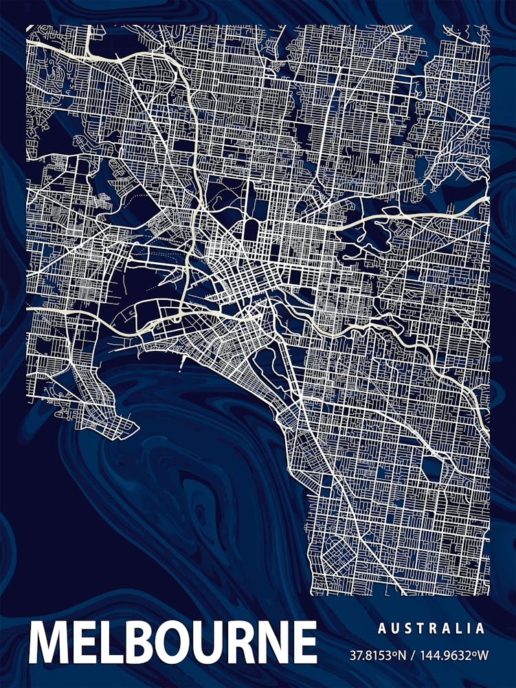 Melbourne Crocus Marble Map