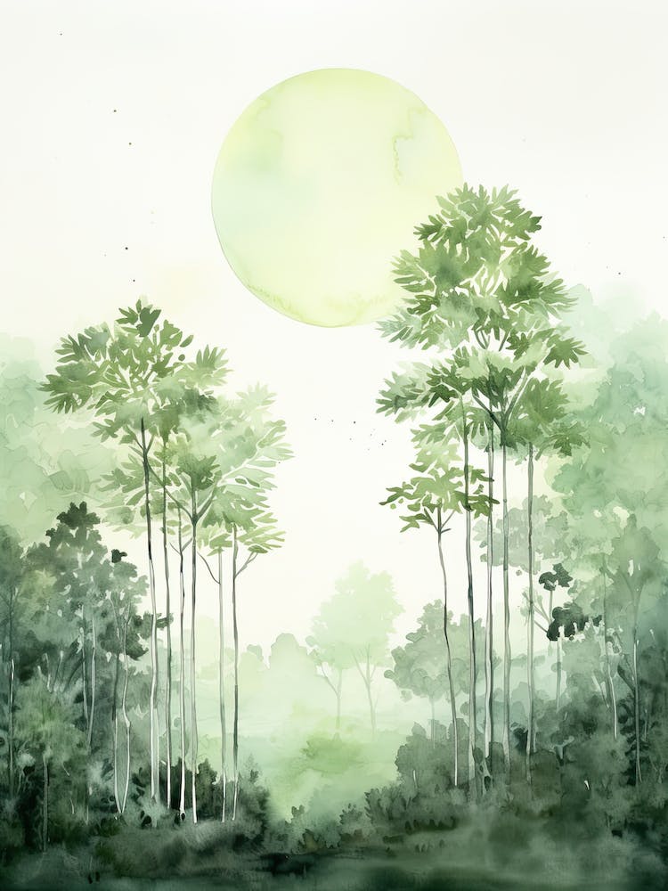 Watercolour Painting Of Amazon Rainforest   South America 3
