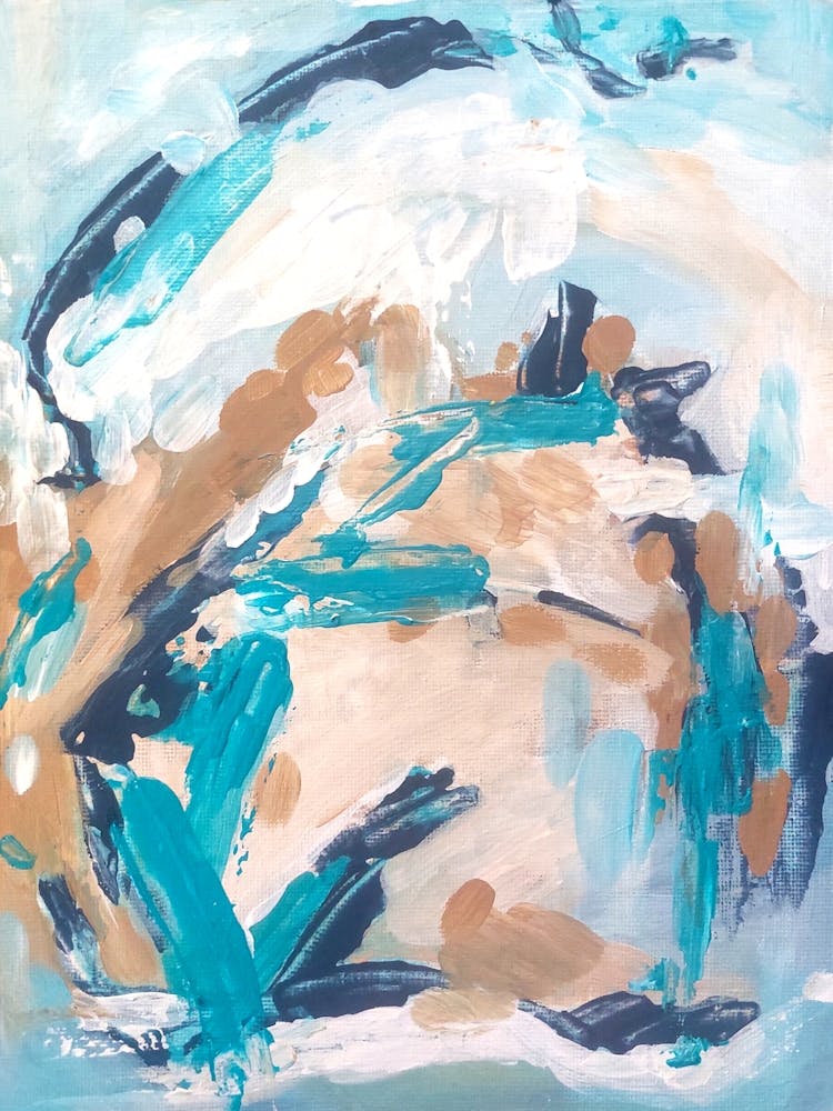 Modern Abstract Light Blue And Ochre