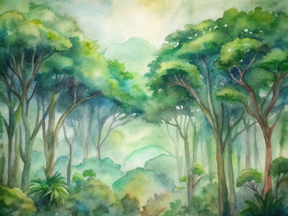 Watercolor Of A Tropical Forest