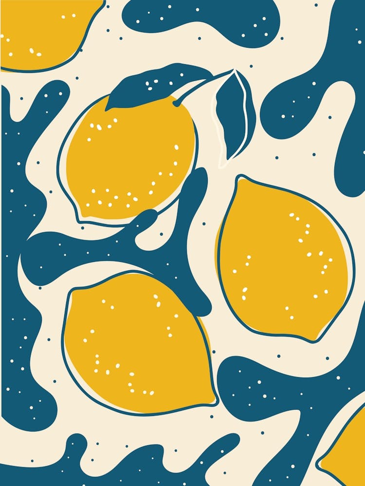 Yellow & Blue Lemons Canvas Print