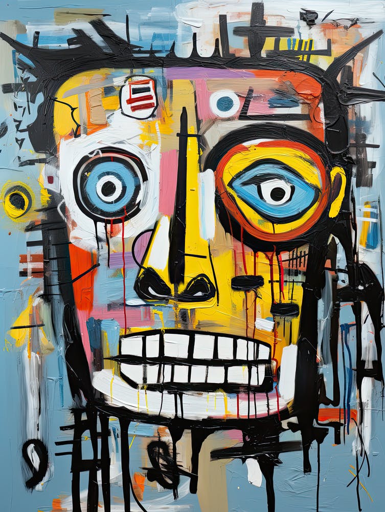 Neo-Expressionist Thrills: Basquiat's style Halloween Skulls