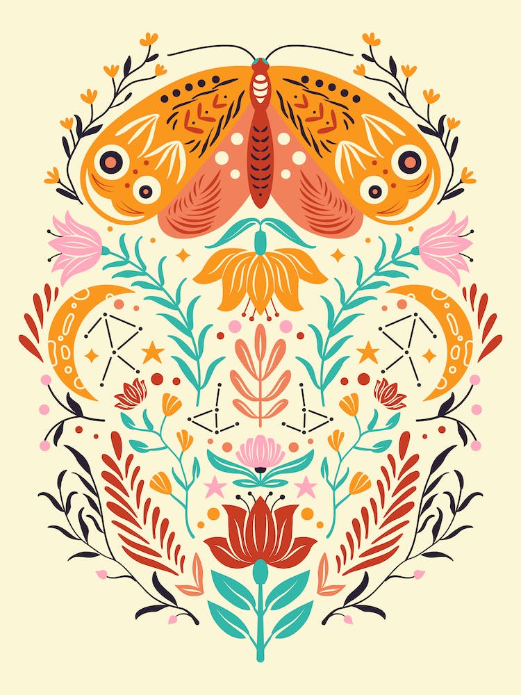 Colorful Butterfly Boho Botanical