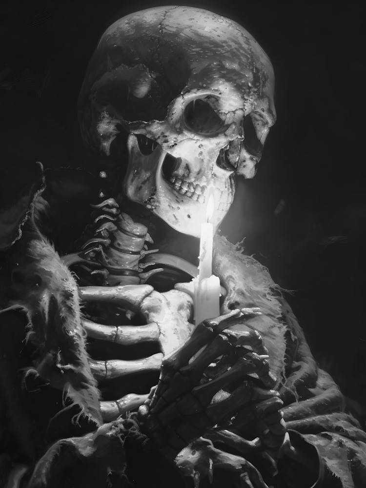 Skeleton Holding A Candle
