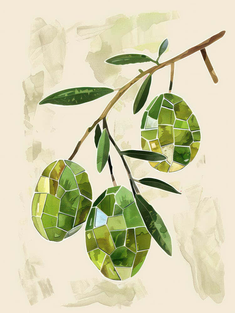 Disco Ball Little Olives Branch Mosaic Painting Kitchen