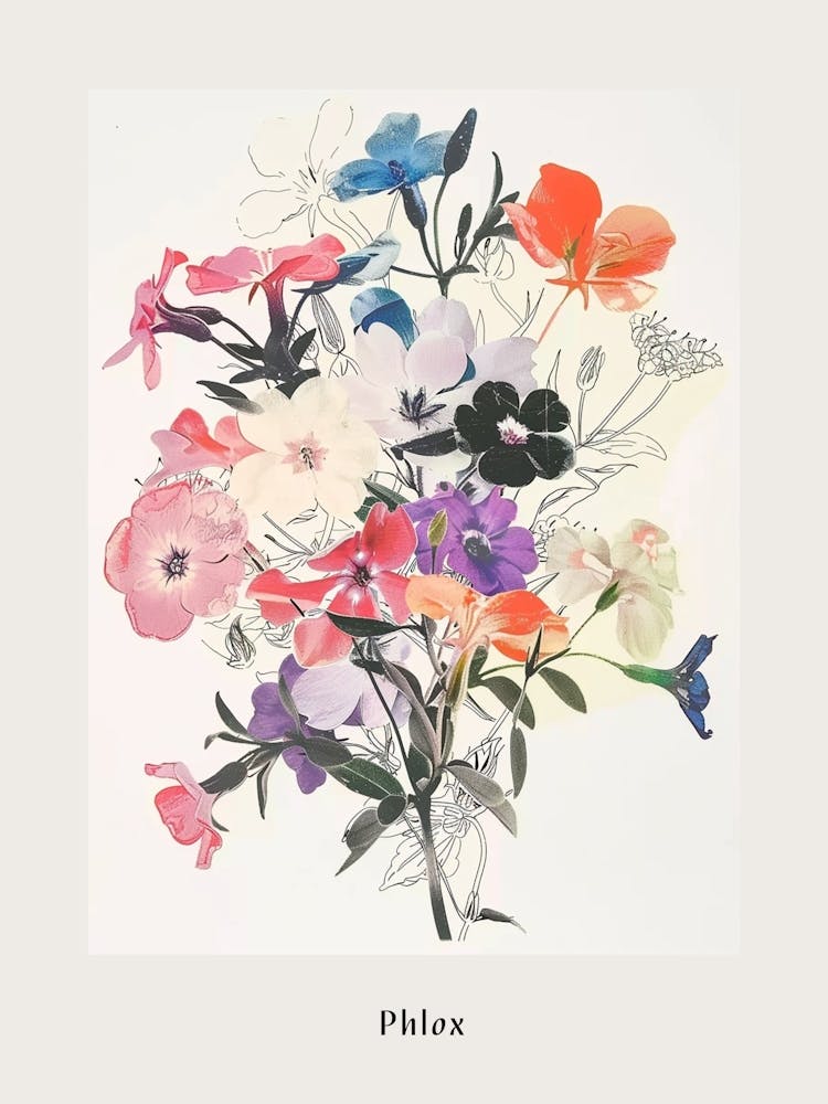 Phlox 3 Collage Flower Bouquet Poster