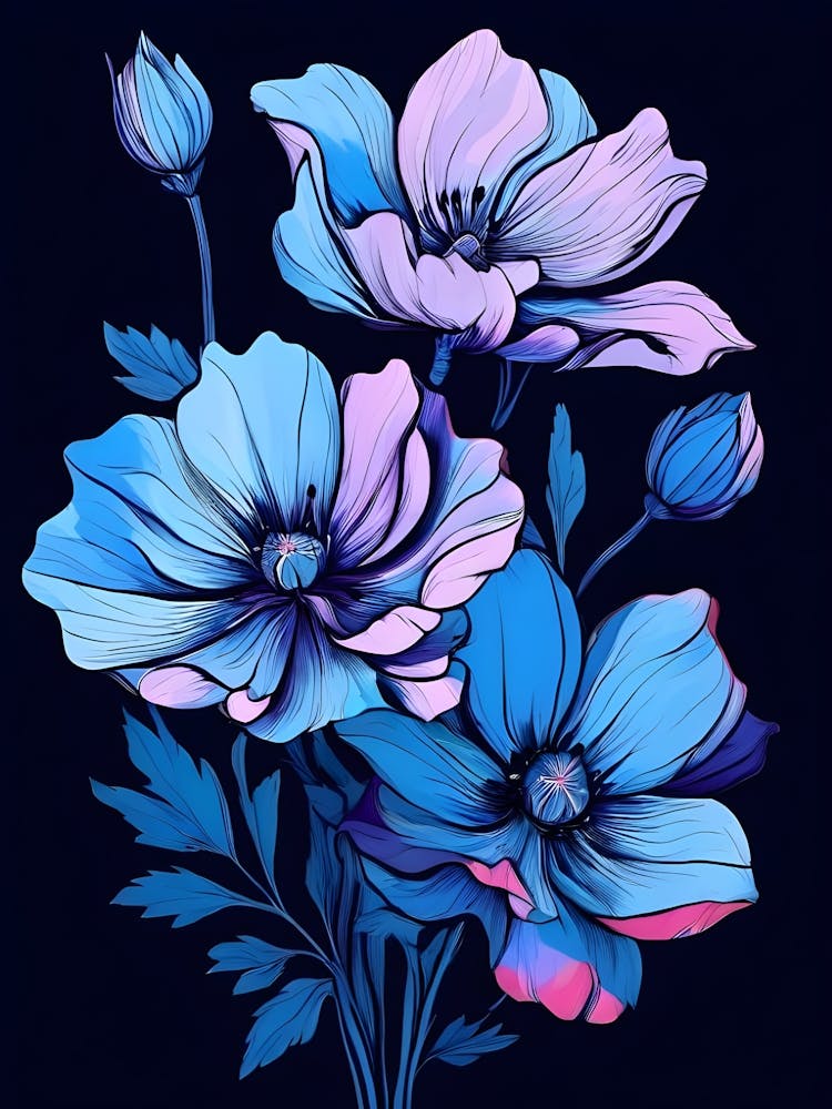 Blue And Pink Flowers 1
