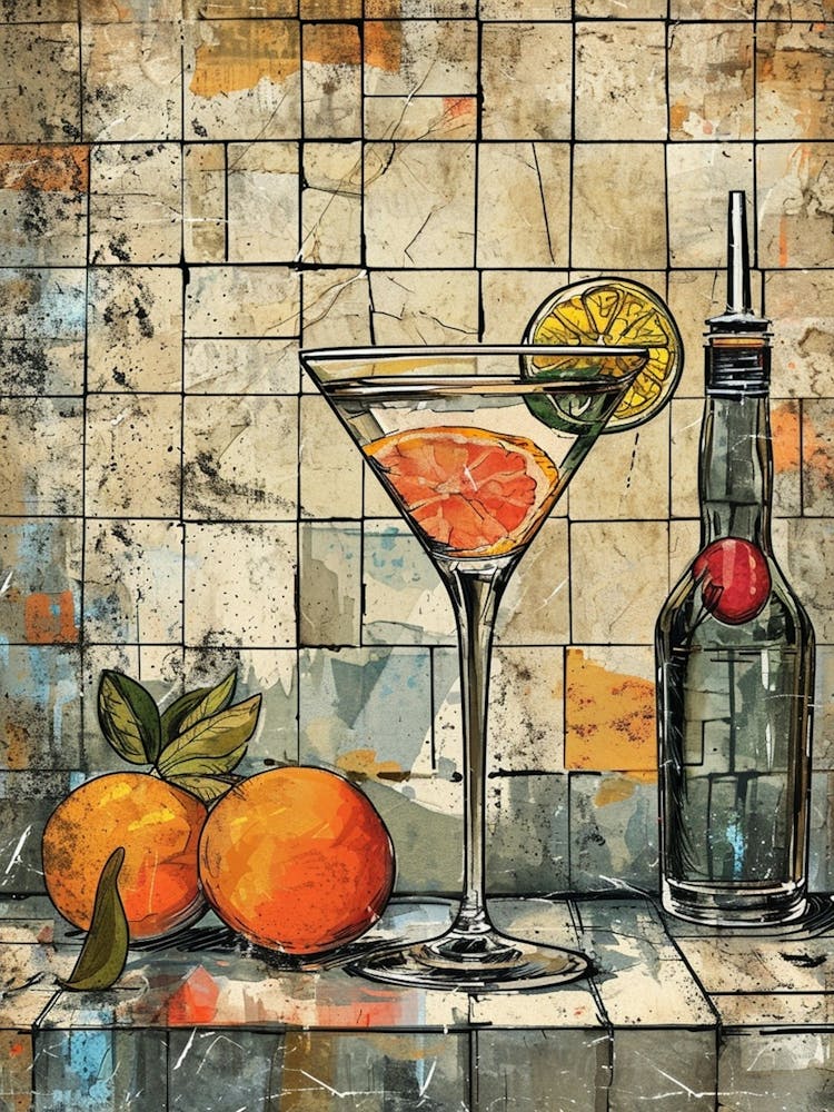 Orange Martini Watercolour Inspired