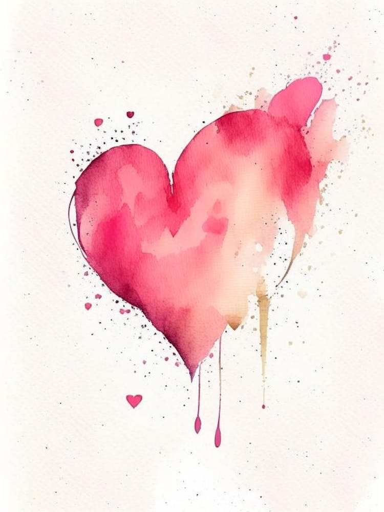 Abstract Heart 1 Symbol Minimal Watercolour