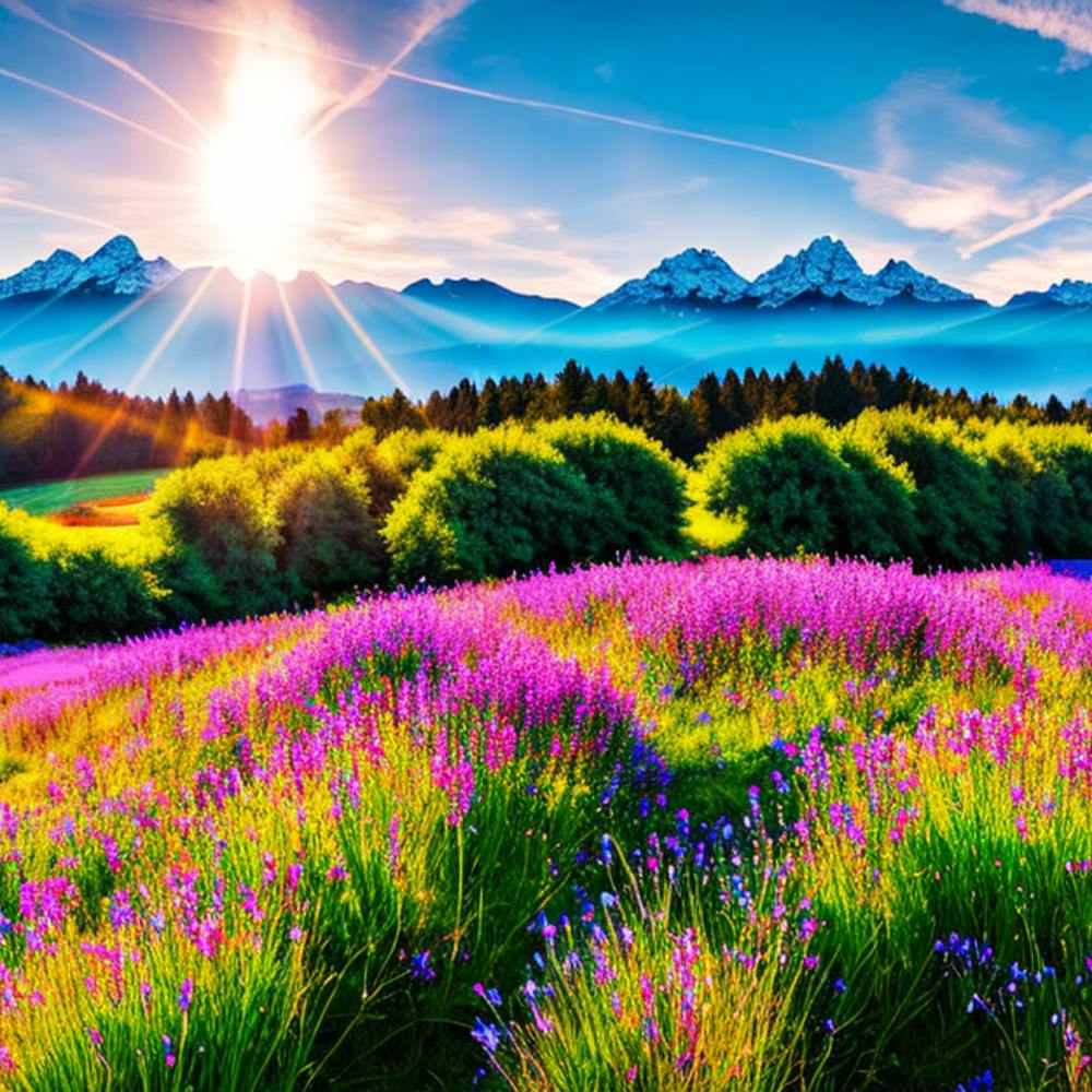 Purple Flowers In The Mountains