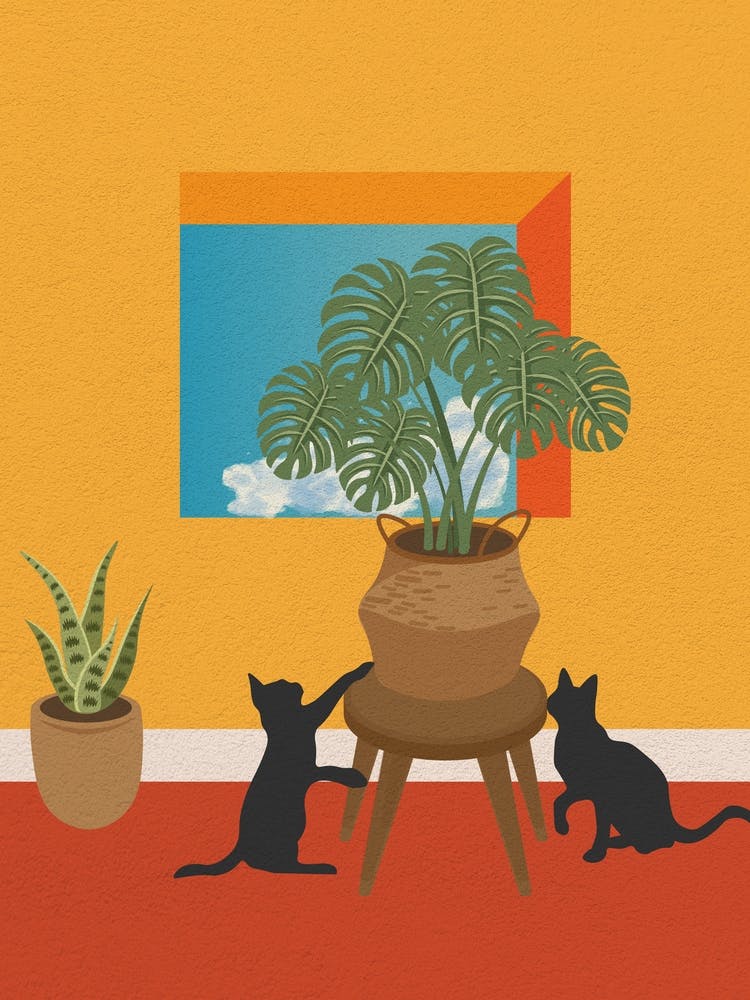 Minimal art Cats And Plants