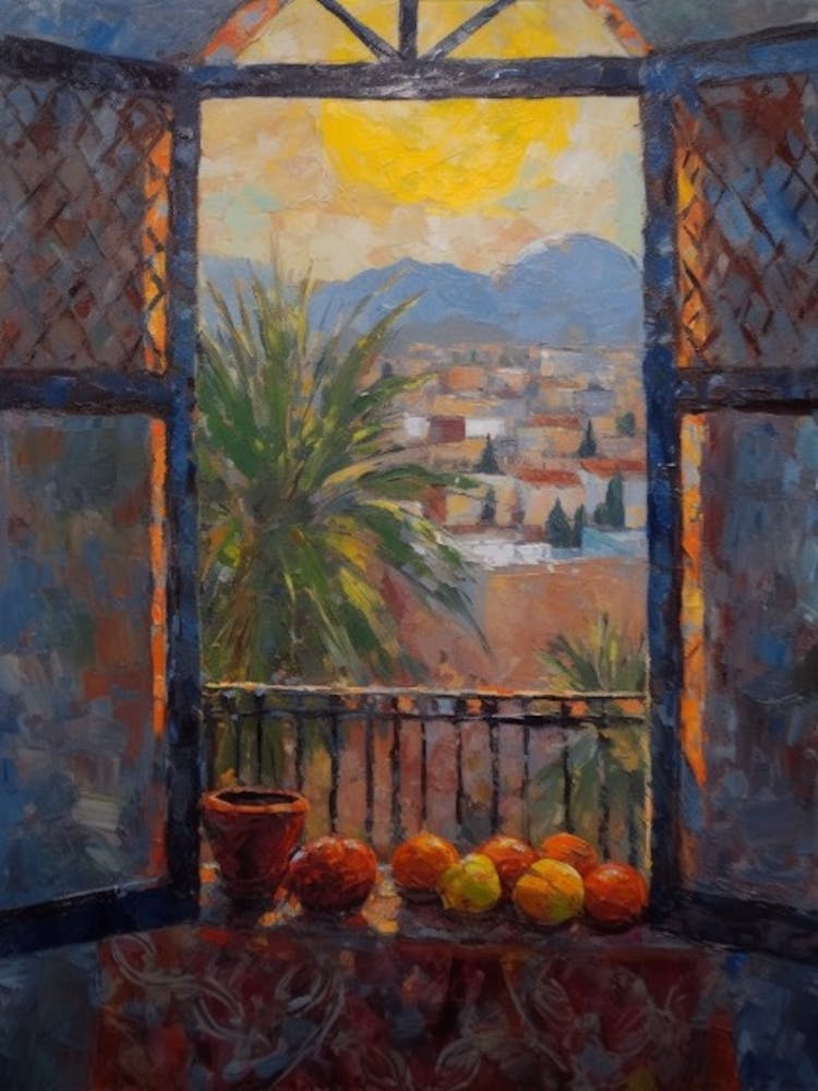 Window View Of Marrakech In The Style Of Impressionism 2