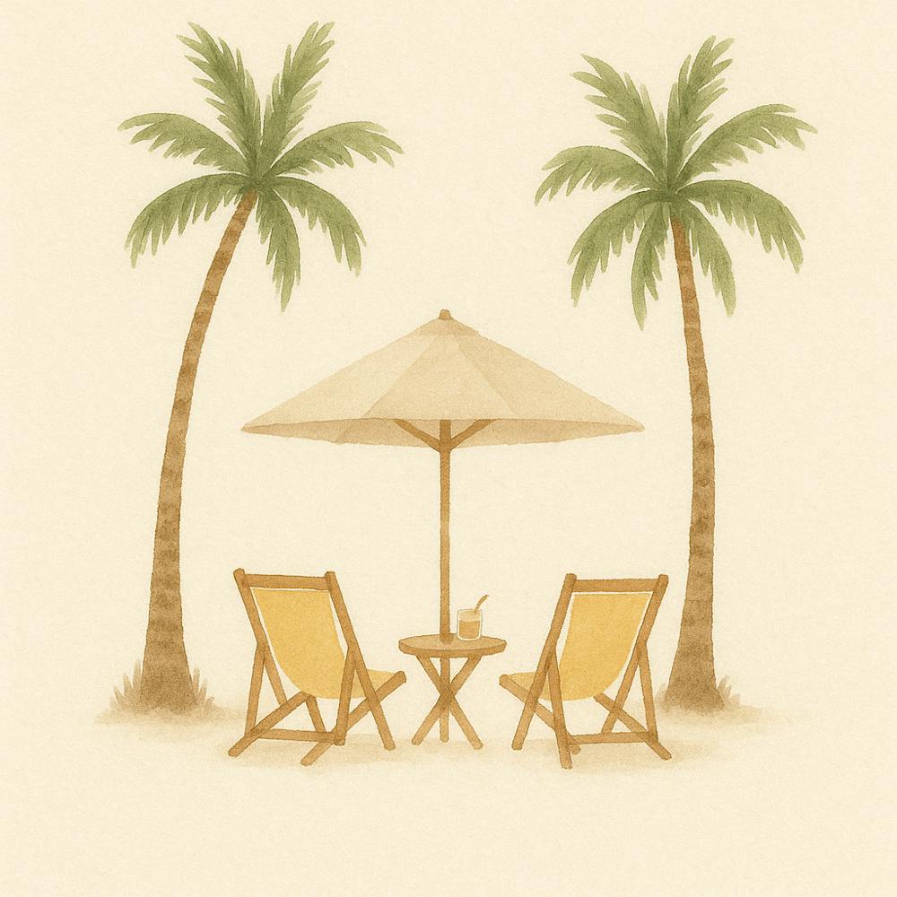 Beach Chairs And Umbrella