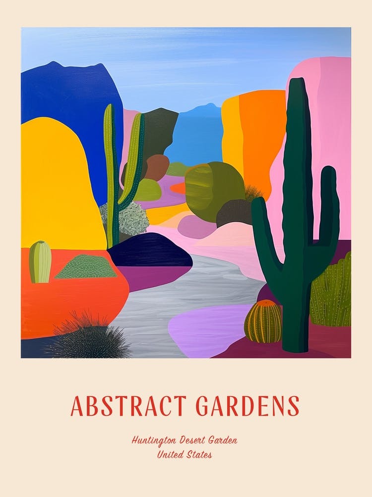 Colourful Gardens Huntington Desert Garden Usa 3 Red Poster