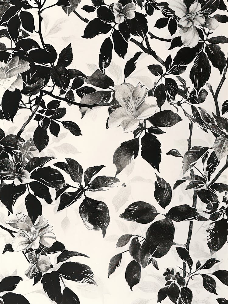 Great Japan Hokusai Black And White Flowers 21