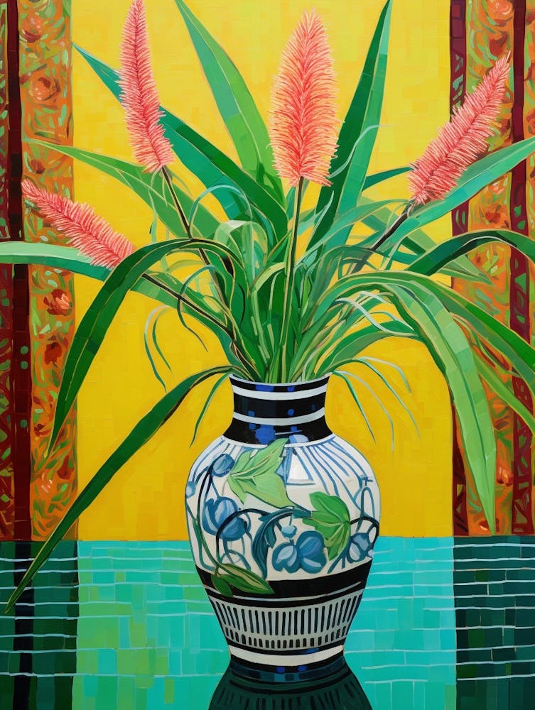 Flowers In A Vase Still Life Painting Fountain Grass 3