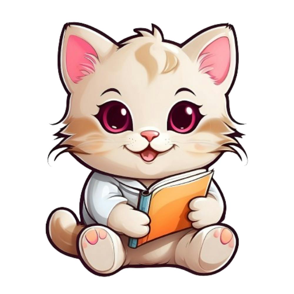 Cat Reading A Book