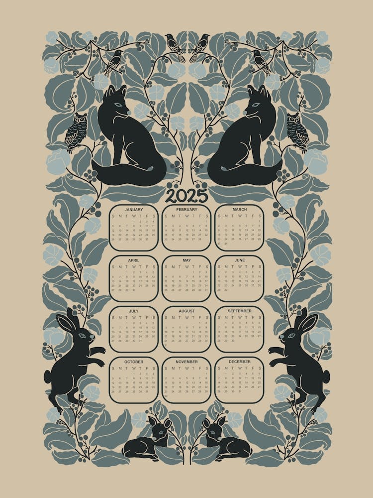 Woodland Wonder 2025 Calendar Neutral Cream