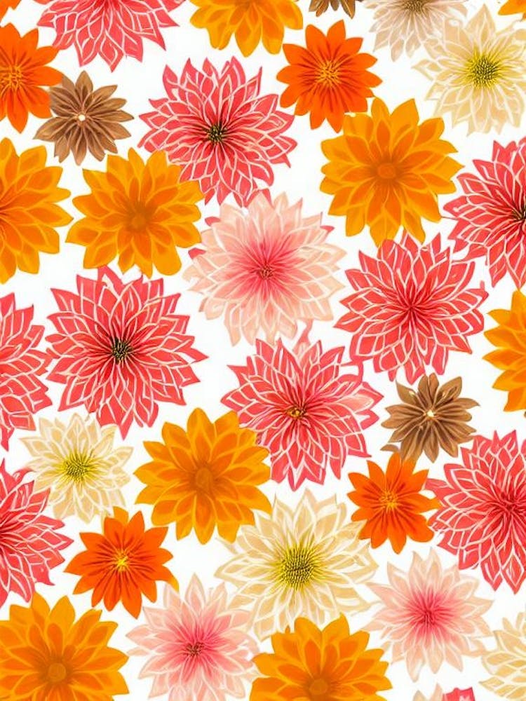 Dahlia Imperialis Floral Print Warm Tones 1 Flower