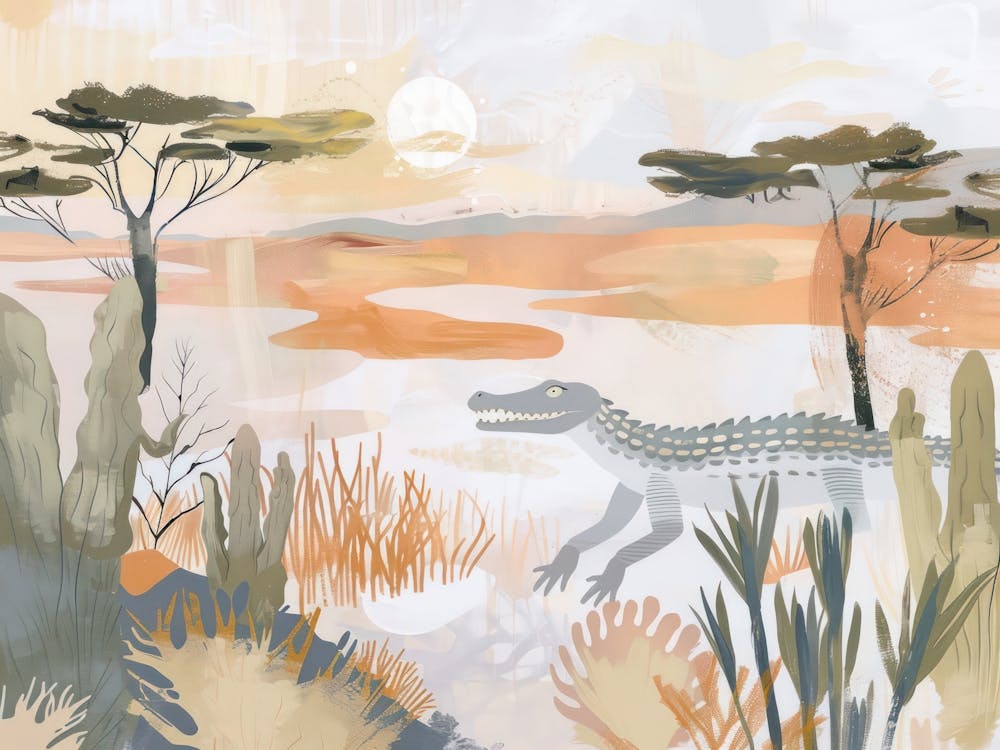 Crocodile Tropical Jungle Illustration 1
