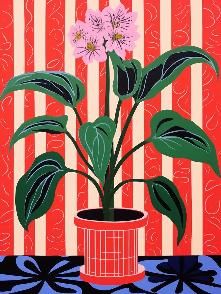 Pink And Red Plant Illustration Cast Iron Plant 2