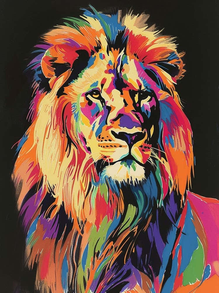 Masai Lion Symbolic Imagery Fauvist Painting 2