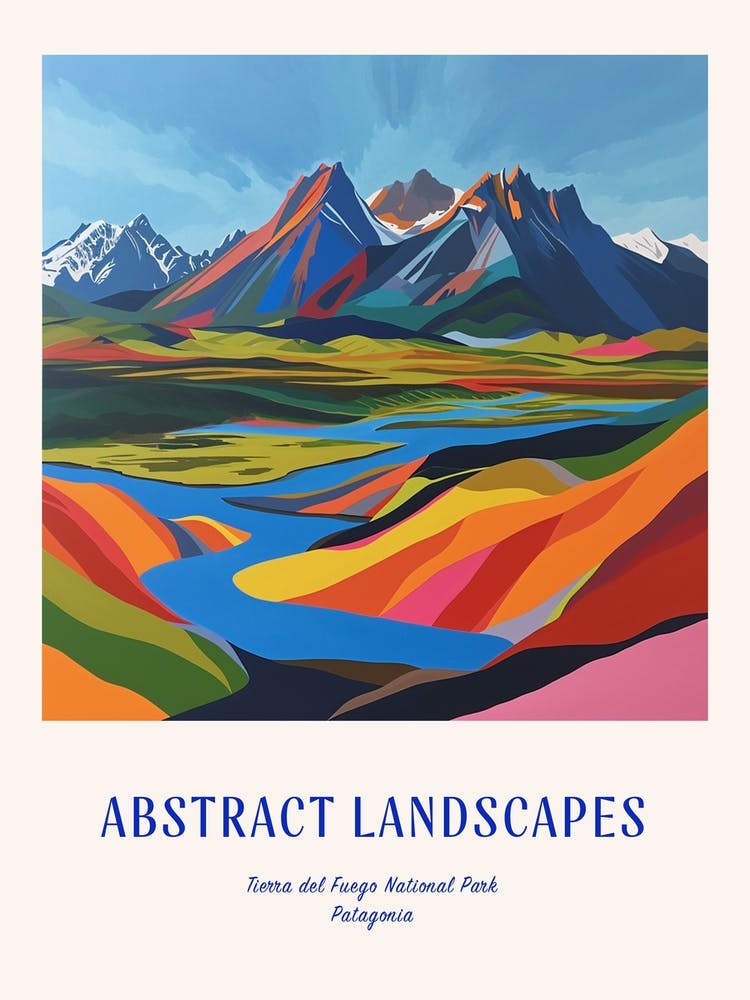 Colourful Abstract Tierra Del Fuego National Park Patagonia 1 Poster Blue