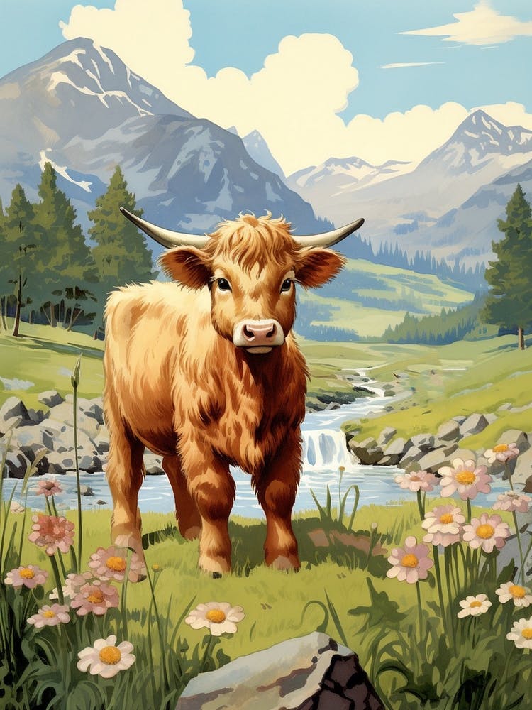 Picturesque Scenery And A Cow By The River 