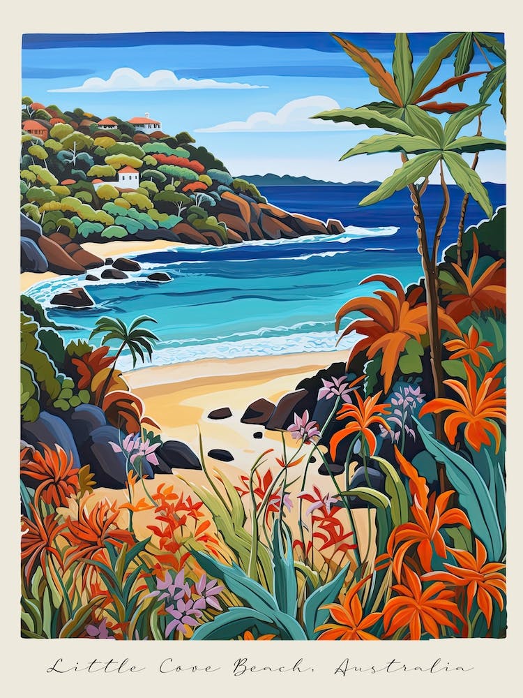 Poster Of Little Cove Beach, Australia, Matisse And Rousseau Style 1