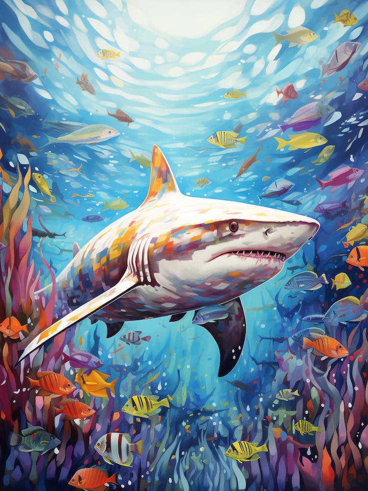  A Whitetip Reef Shark Vibrant Paint Splash 4