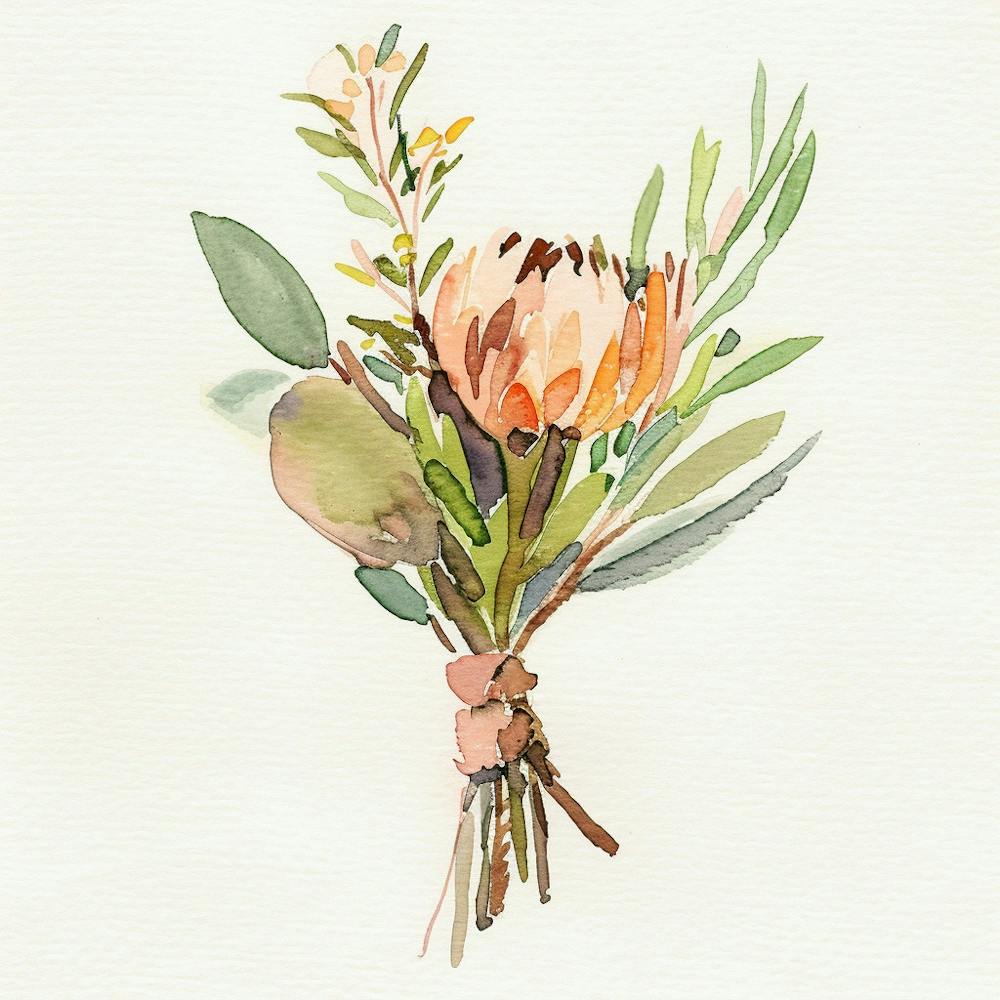 Watercolor Grooms Boutonniere 1718