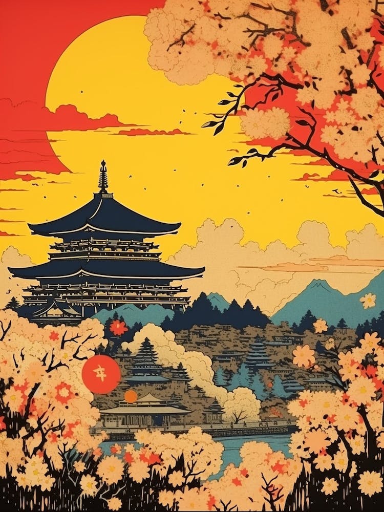 Hiroshima Peace Memorial Park, Japan Vintage Travel Art 3