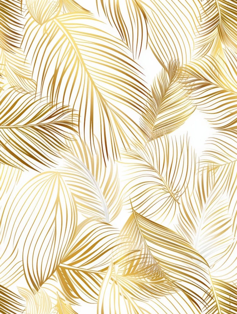 Gold Palm Leaves Seamless Pattern 2
