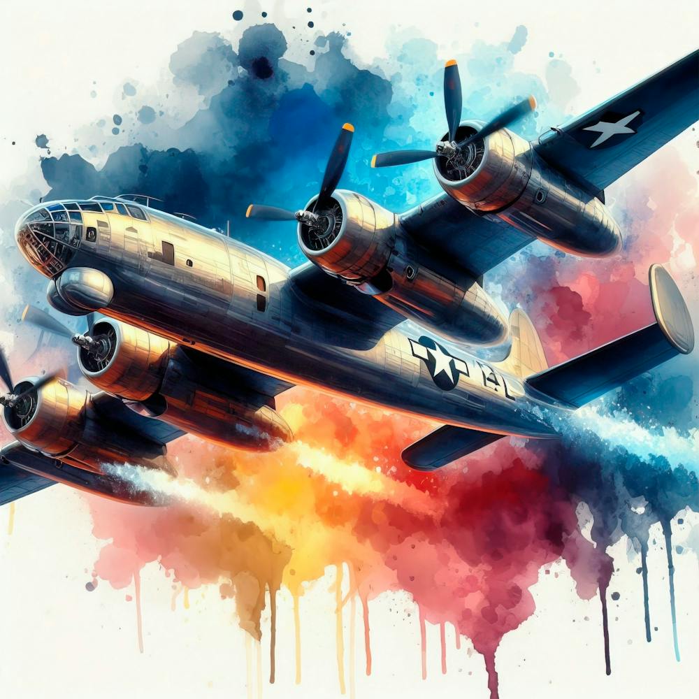 Boeing B 29 At Full Speed Watercolor Splash Well Defined 8k 1