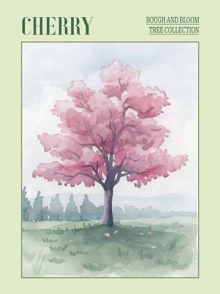 Cherry Tree Atmospheric Watercolour Painting 2 Poster